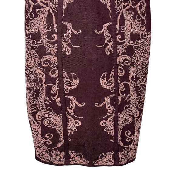 WOW WORLD OF WOMEN FLORAL METALLIC CHERRY CUTOUT LONG SLEEVE BODYCON DRESS - Picture 12 of 16